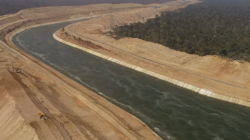 A canal of the Kaleshwaram Lift Irrigation Project